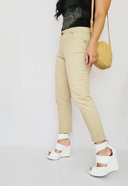 Vintage 90s beige minimalist denim ankle pants jeans