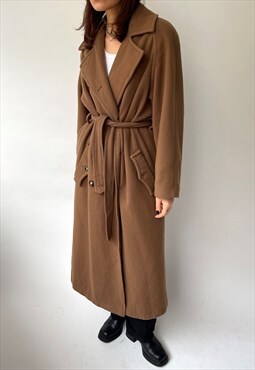 Vintage Belted Brown Wool Coat