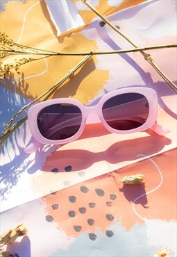 Lilac Narrow Oval Chunky Sunglasses
