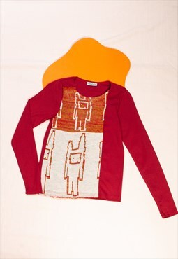 Vintage Knitted Top Y2K Deadstock Designer Long Sleeve Tee