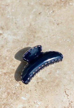 Diamante claw clip in navy for medium and thick hair 