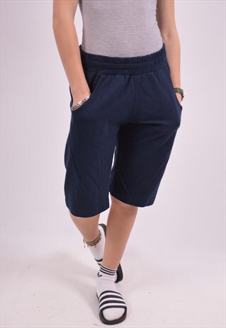 ADIDAS WOMENS VINTAGE SPORT SHORTS W28 NAVY BLUE