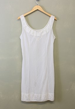 Vintage Y2K Slip Dress White With Floral Lace Details 