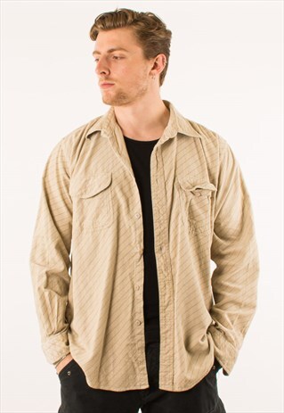 VINTAGE BEIGE STRIPED CORDUROY SHIRT