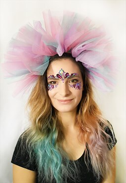 Sweet Cotton Candy Glitter Tulle Haircrown