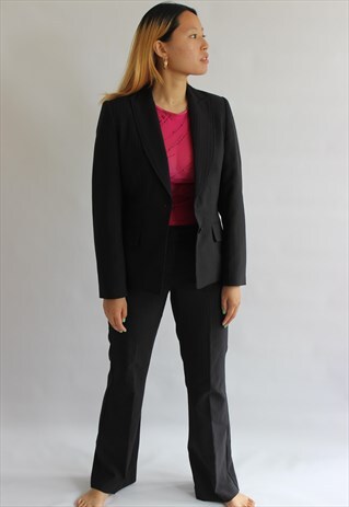 BLACK PIN STRIPPED PINK SUIT