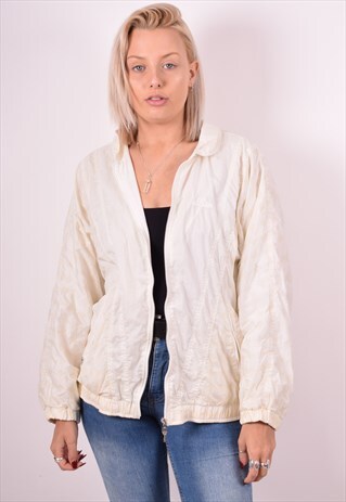 ELLESSE WOMENS VINTAGE TRACKSUIT TOP JACKET LARGE WHITE 90S