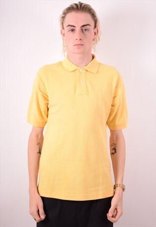 FILA MENS VINTAGE POLO SHIRT SMALL YELLOW 90S