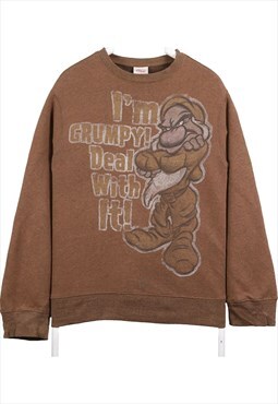 Vintage 90's Disney Sweatshirt Grump Crewneck Brown Small