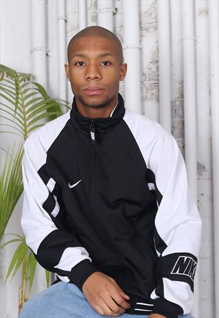 VINTAGE NIKE BIG LOGO TRACK JACKET BLACK WHITE