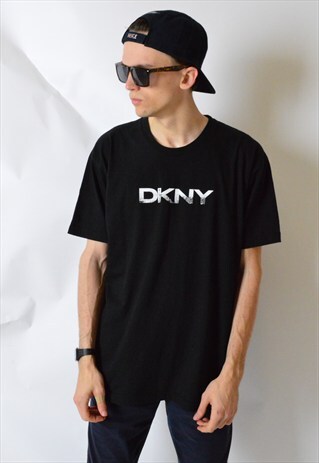 VINTAGE 90S BLACK MINIMALIST DKNY T-SHIRT