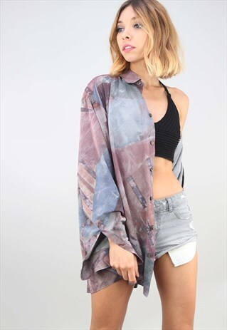 VINTAGE OVERSIZED LONG SLEEVE PATTERNED SHIRT