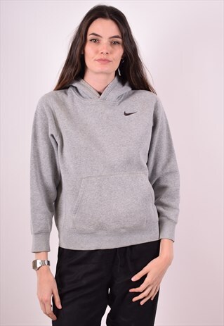 NIKE WOMENS VINTAGE HOODIE JUMPER LARGE GREY 90S
