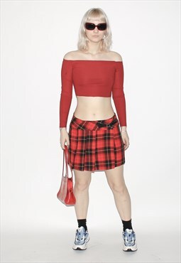 Vintage 90s plaid mini skirt in red / black