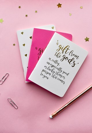 3 MINI NOTEBOOKS HANDY POCKET SIZED SET PINK WITH GOLD PRINT