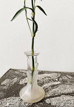 Vintage Mid century 60s cut matt & clear glass BOTANICA vase