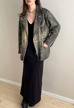 Vintage Distressed Leather Jacket