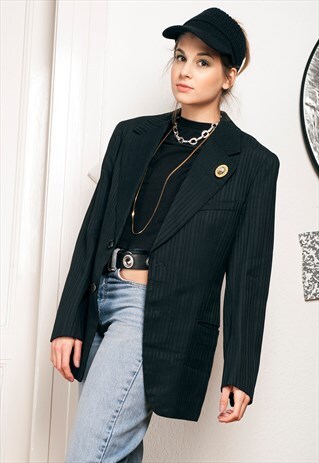 80S VINTAGE BLACK BLAZER JACKET