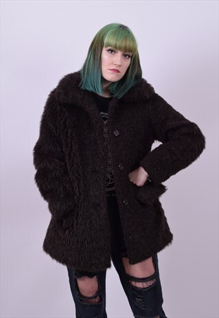 VINTAGE 60'S ORIGINAL TEDDY BEAR FAUX FUR JACKET SIZE 8 10
