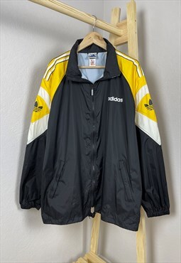 Vintage 90s ADIDAS Windbreaker Jacket Black & Yellow