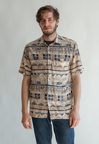 VINTAGE 80S FUNKY PATTERNED SHIRT