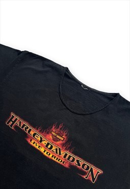Harley Davidson tshirt graphic tee black flames graphic tee
