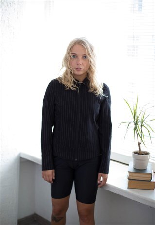 VINTAGE 90'S Y2K BLACK STRIPED JACKET