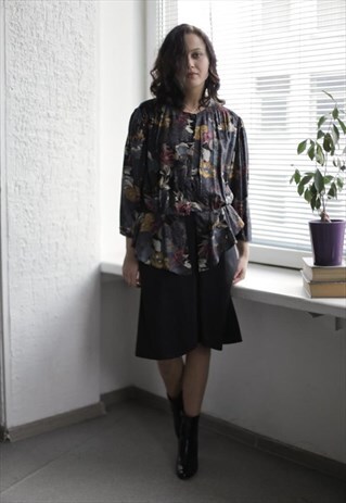 VINTAGE 80'S MULTI COLOUR BUTTON UP BLOUSE
