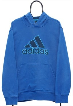 Vintage Adidas Spellout Blue Hoodie Womens