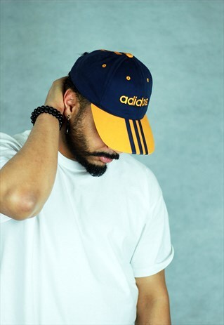 VINTAGE ADIDAS THREE STRIPES NAVY BASEBALL CAP