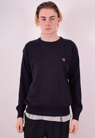 PAUL & SHARK MENS VINTAGE JUMPER SWEATER LARGE BLUE 90S