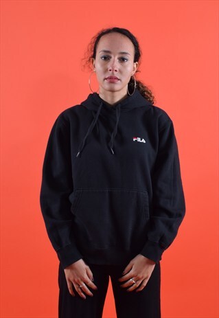 BLACK FILA EMBROIDERED HOODIE