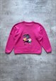 VINTAGE 80S PINK JUMPER WITH EMBROIDERED GRAPHIC