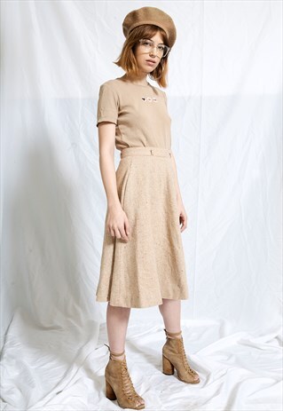 CREAMY WOOL HIGH WAISTED SKIRT