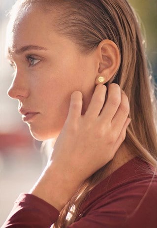 PLATE STUD EARRINGS 18K GOLD PLATED