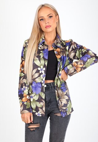 VINTAGE UNBRANDED PATTERN LONG SLEEVE SHIRT S219
