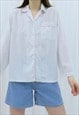 90s Vintage White Floral Shirt Blouse (Size L)