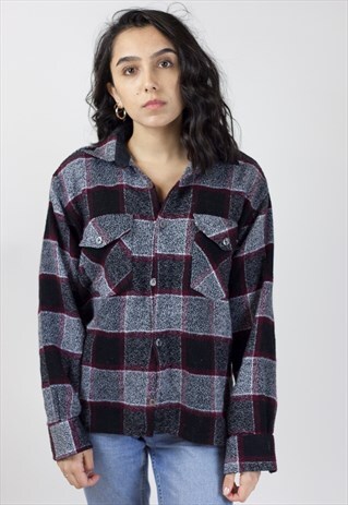 VINTAGE 90'S RED/GREY/BLACK FLANNEL SHIRT