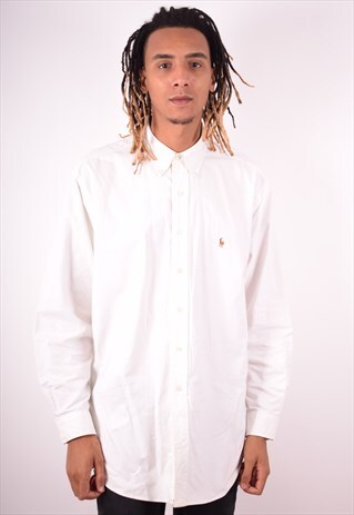 RALPH LAUREN MENS VINTAGE SHIRT XL WHITE 90S