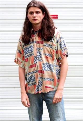 1990'S VINTAGE ABSTRACT PRINT FESTIVAL SHIRT
