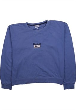 Vintage 90's Reebok Sweatshirt Spellout Crew Neck Blue