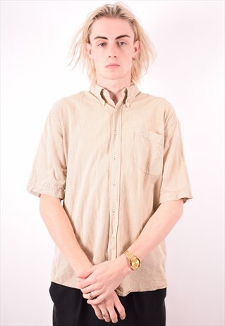 KAPPA MENS VINTAGE SHIRT LARGE KHAKI CHECK 90S