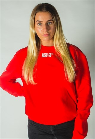 RED SWEATSHIRT WITH WHITE BKSD LOGO