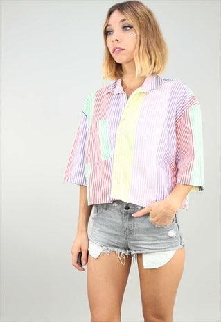 pastel colorblock shirt dress