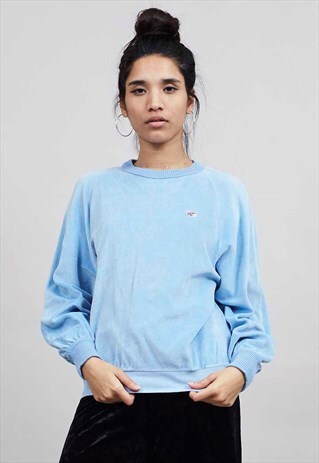VINTAGE 80'S SKY BLUE VELOUR SWEATSHIRT