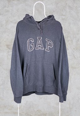 Vintage Grey Gap Hoodie Spell Out Arc Logo XL