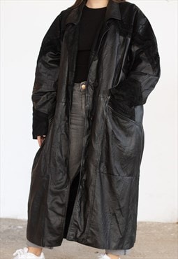 Vintage  Leather Jacket Milano Long in Black XXL