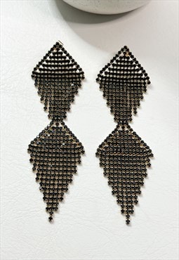 Black Diamante Drop Earrings