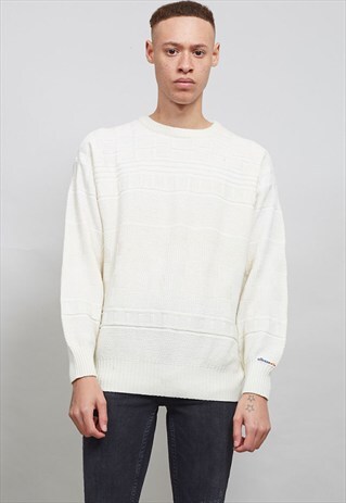 VINTAGE 80'S CREAM ELLESSE SPORT KNIT JUMPER