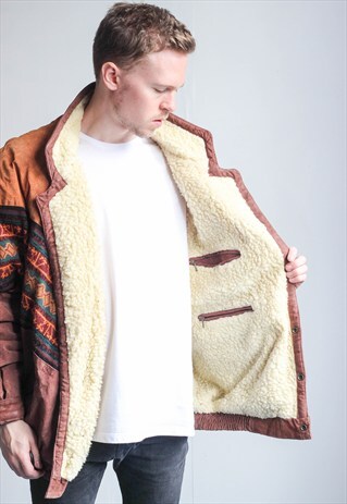 VINTAGE OVERSIZED AZTEC FESTIVAL SHERPA JACKET